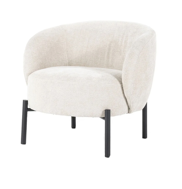 Fauteuil relax beige stof met metalen poot