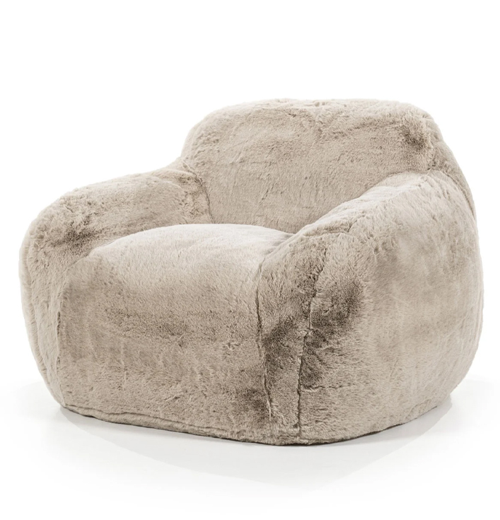 Fluffy polyester fauteuil zacht taupe