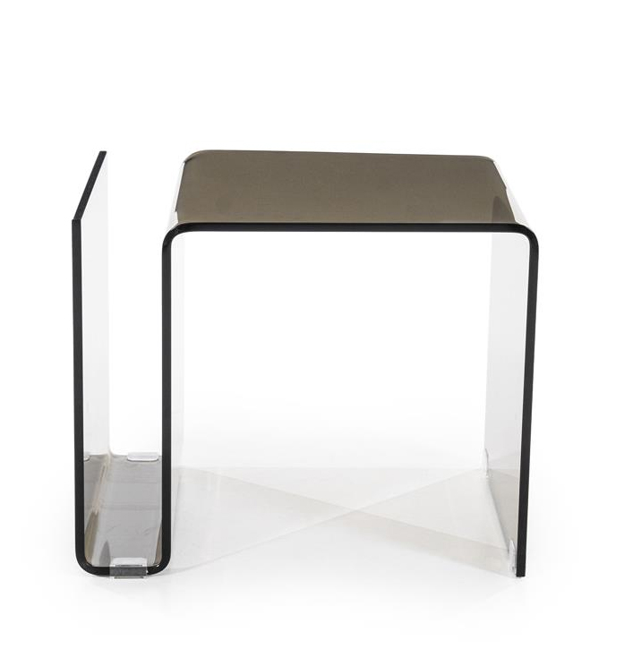 Salontafel bruin glas met extra vak