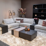 Stoffen hoekbank beige