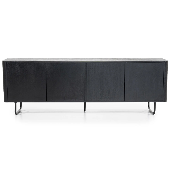 Tv dressoir hout zwart 4-deurs