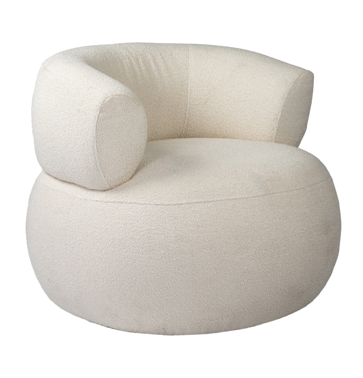 Fauteuil beige stof rond bol