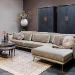 Groen bruine velvet hoekbank