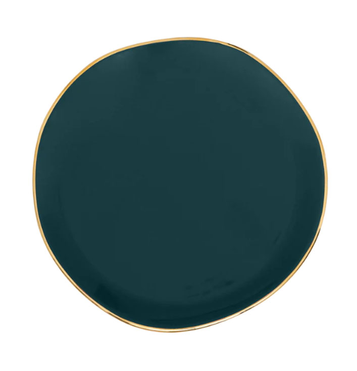 groen blauw bord met gouden rand