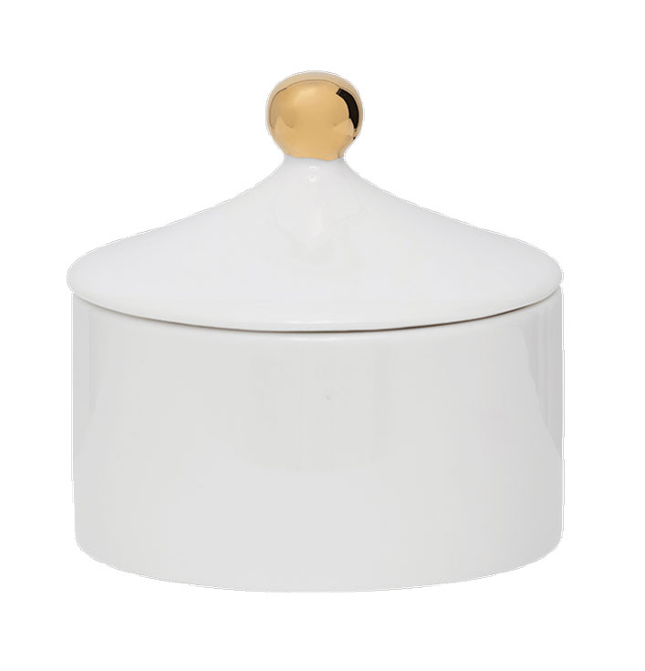 witte suikerpot van good morning collectie en een goud detail