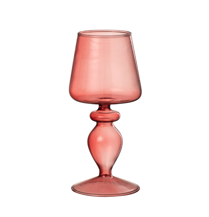 Kaarsenhouder glas roze rond