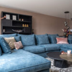 Blauwe hoekbank leefhoek