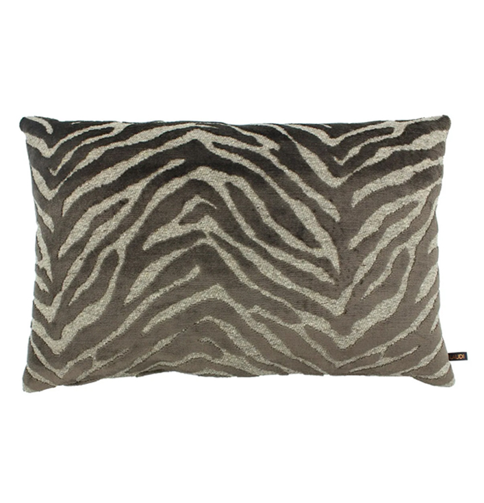 Claudi sierkussen dark taupe textiel zebraprint