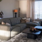 Stoere bank stof grijs groen