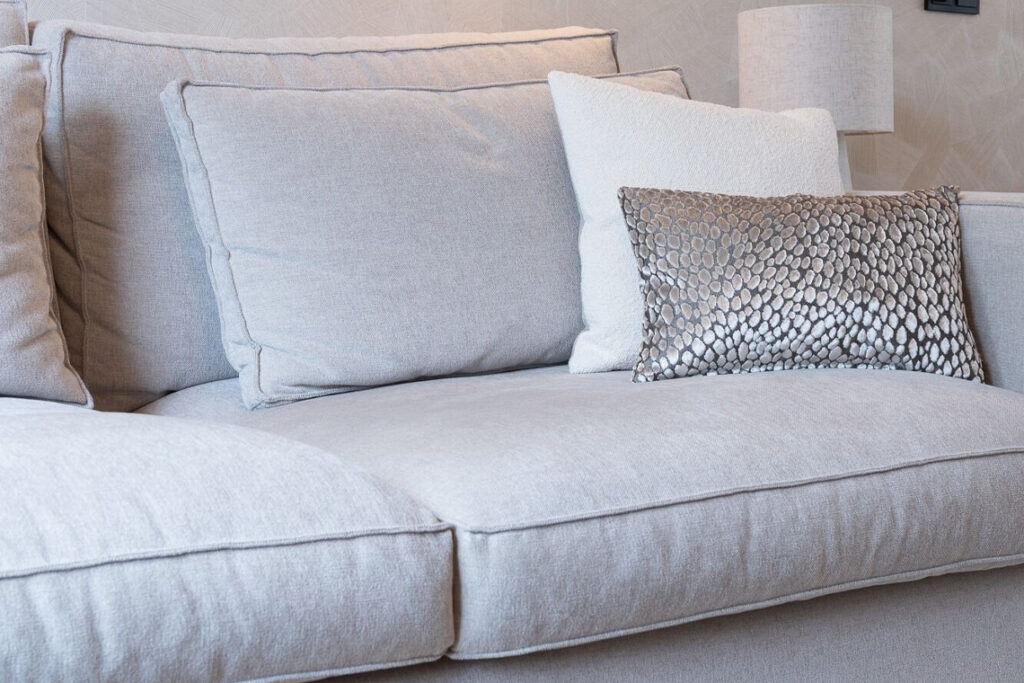 Beige stoffen hoekbank