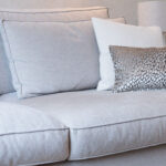 Beige stoffen hoekbank