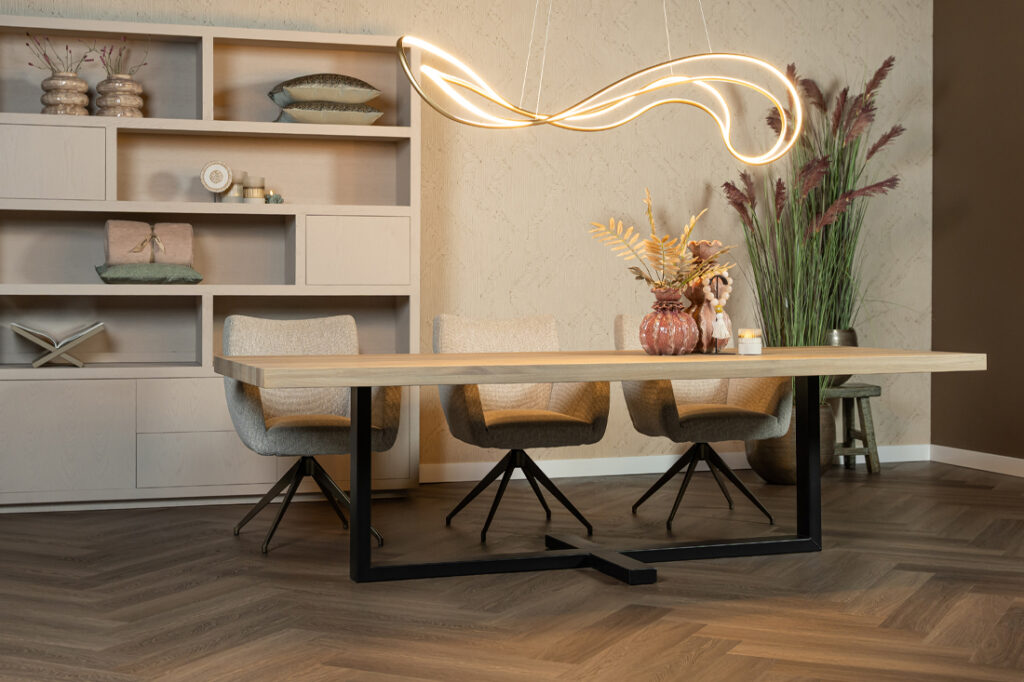 Rechthoekige eettafel eiken hout licht