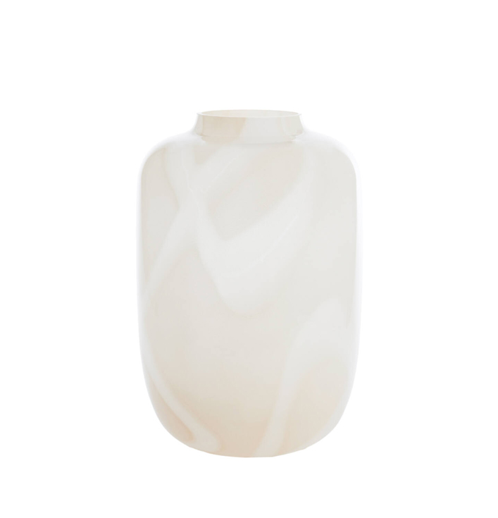 Vaas glas rond creme met wit