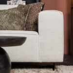 Armleuning hoekbank beige Zwart metalen poten