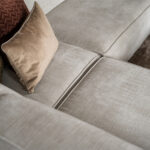 Hoekbank stof beige vaste rugkussens