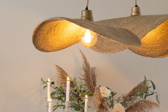 Jute hanglamp met gouden details