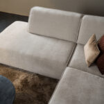 Liggedeelte hoekbank beige vaste rugkussens