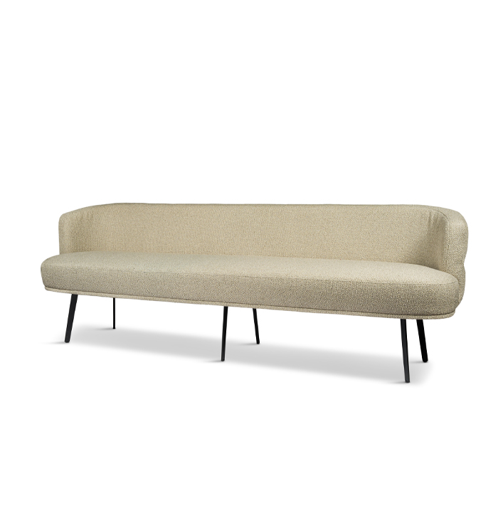 Eetkamerbank stof beige met horizontale stiknaad rugleuning