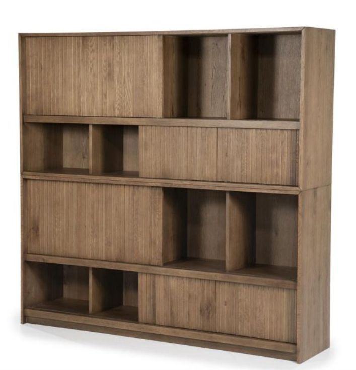 grote boekenkast hout met schuif deurtjes