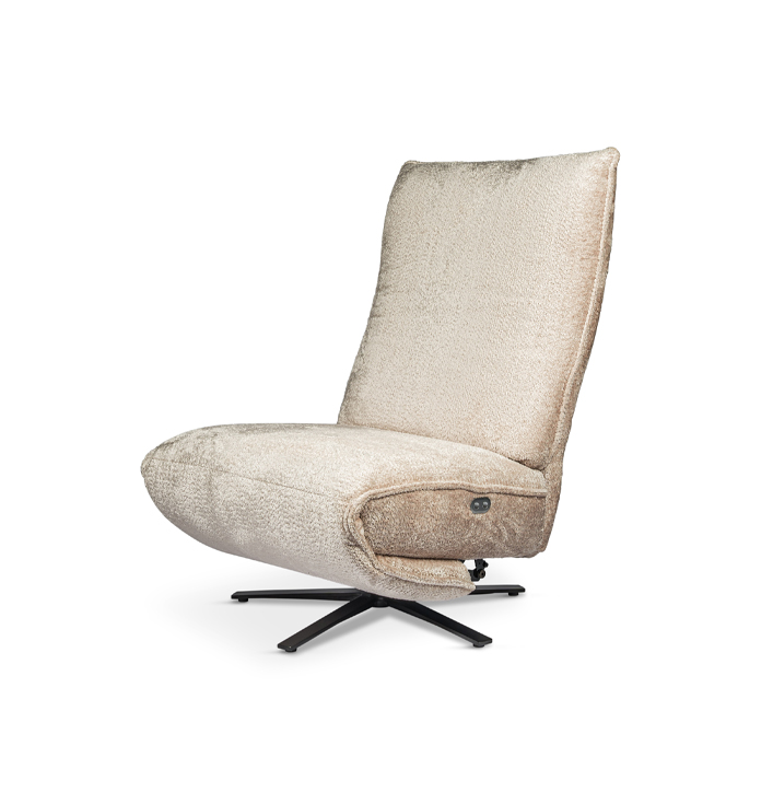 Stoffen beige fauteuil verstelbaar zwarte spinpoot