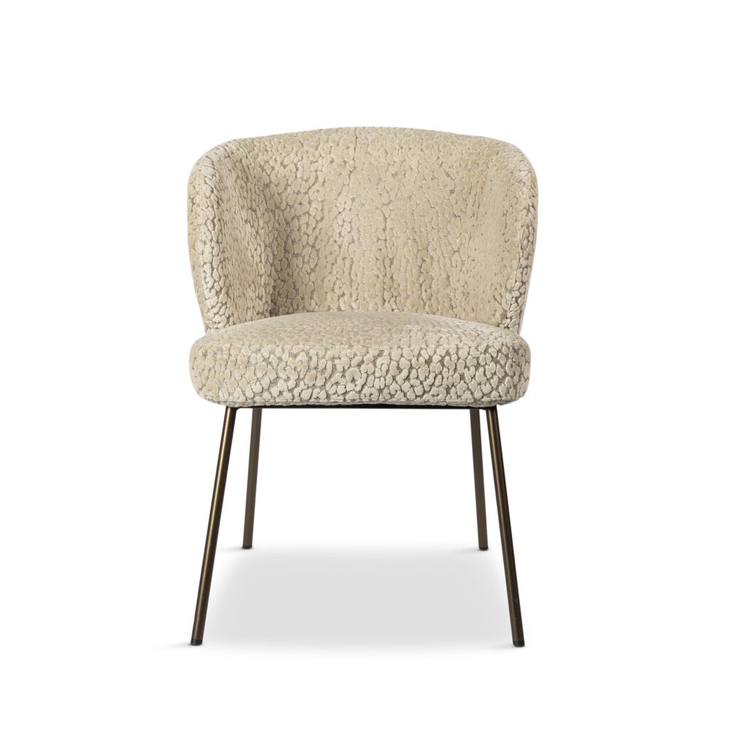 eetkamerstoel beige met rechte poten en armleuning