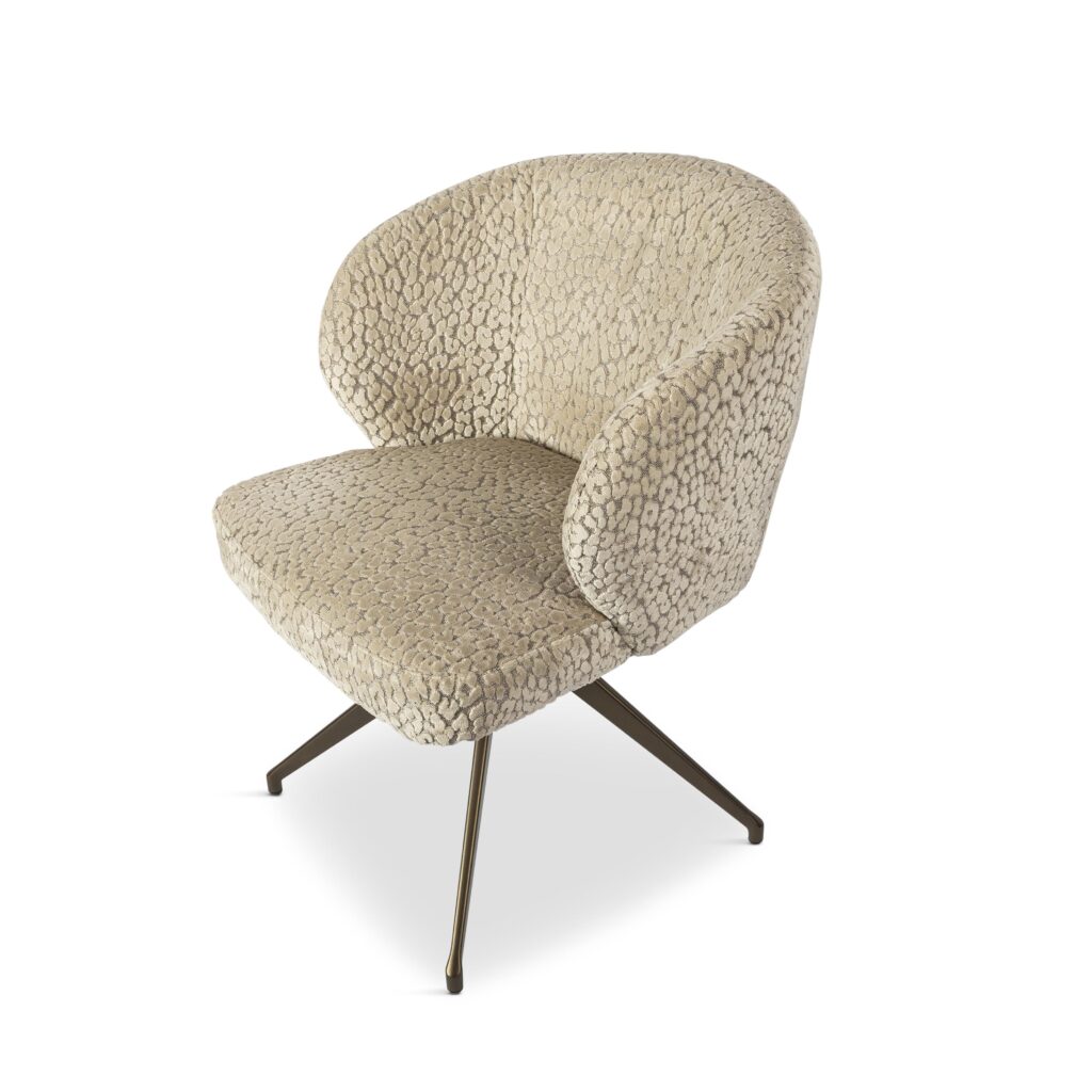 eetkamerstoel met structuur beige en draaibaar poot