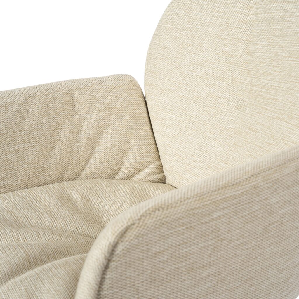 stoffen draaibare eetkamerstoel beige met zwarte poten