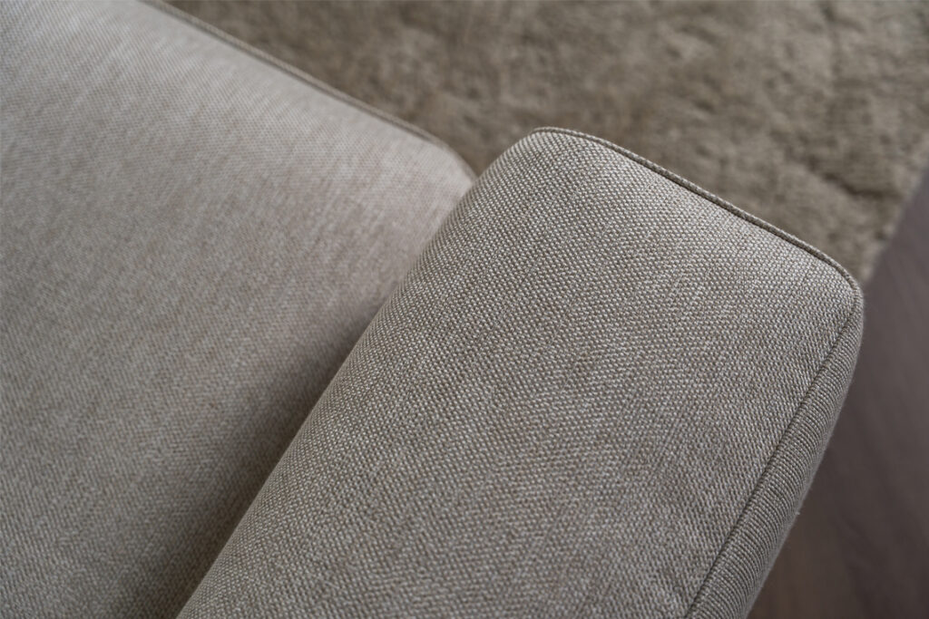 Grijze beige stoffen hoekbank