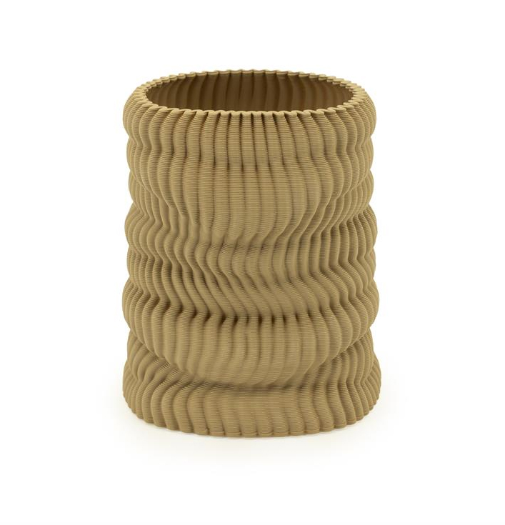 Vaas aardewerk beige rond