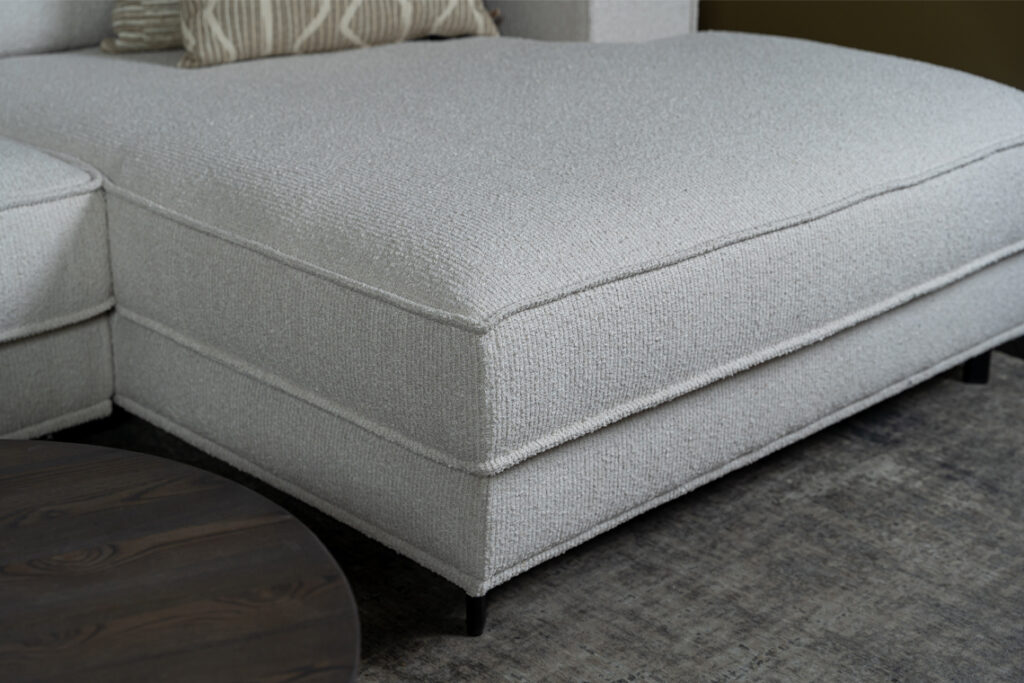 Beige boucle stof bank