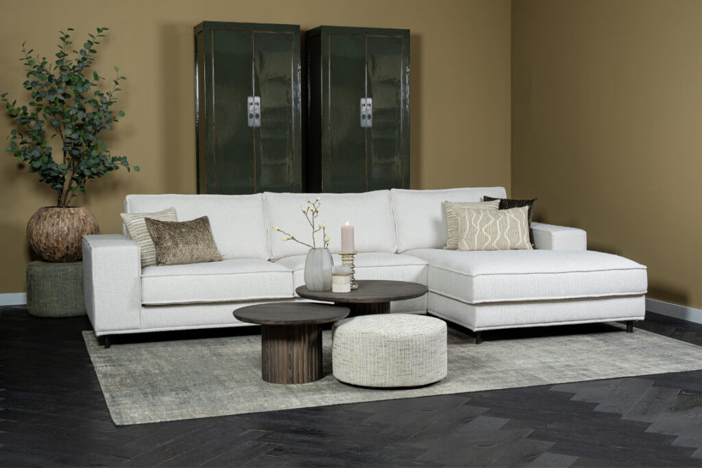 Beige stoffen hoekbank