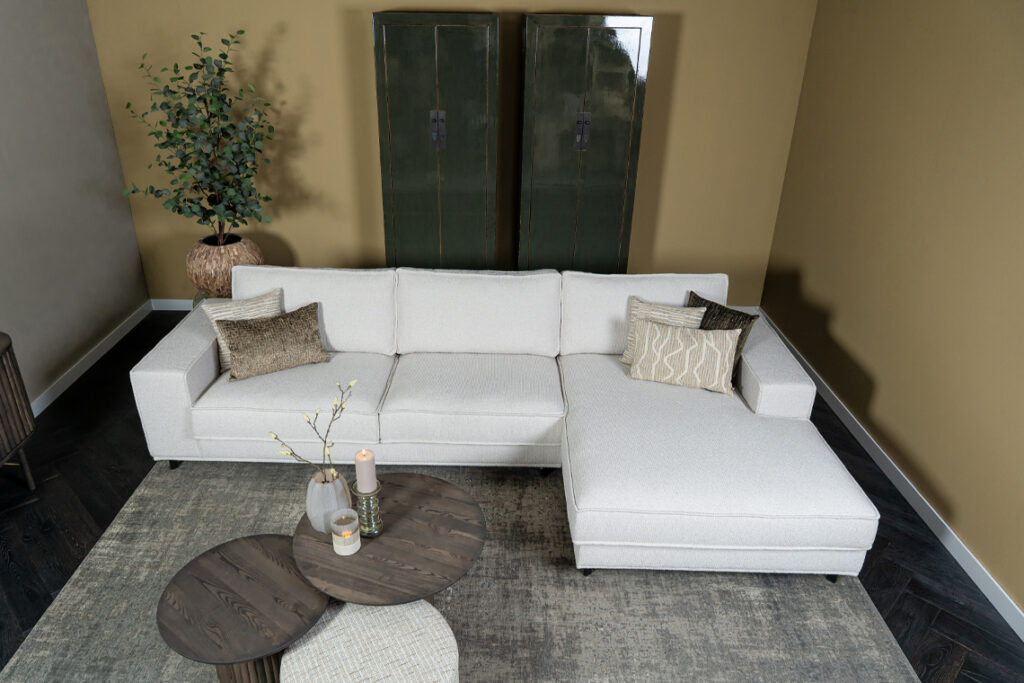 Liggedeelte hoekbank stof beige