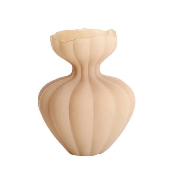 Vaas beige bruin glas rond