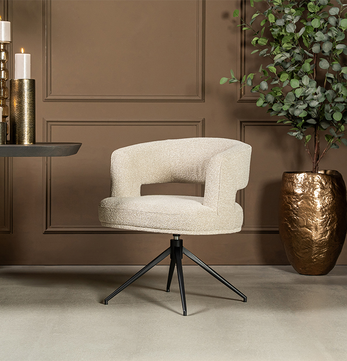 eetkamerstoel beige met zwarte poten