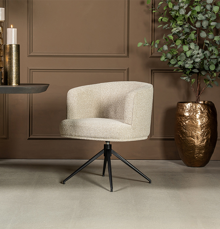 eetkamerstoel rond beige met zwarte poten - kopie