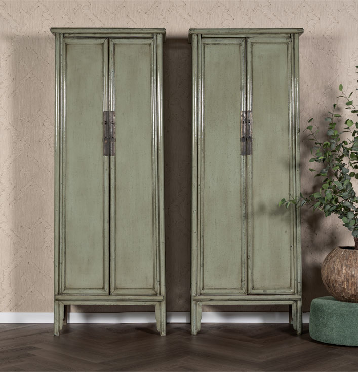 groene hoge houten kast hoogglans jadegroen