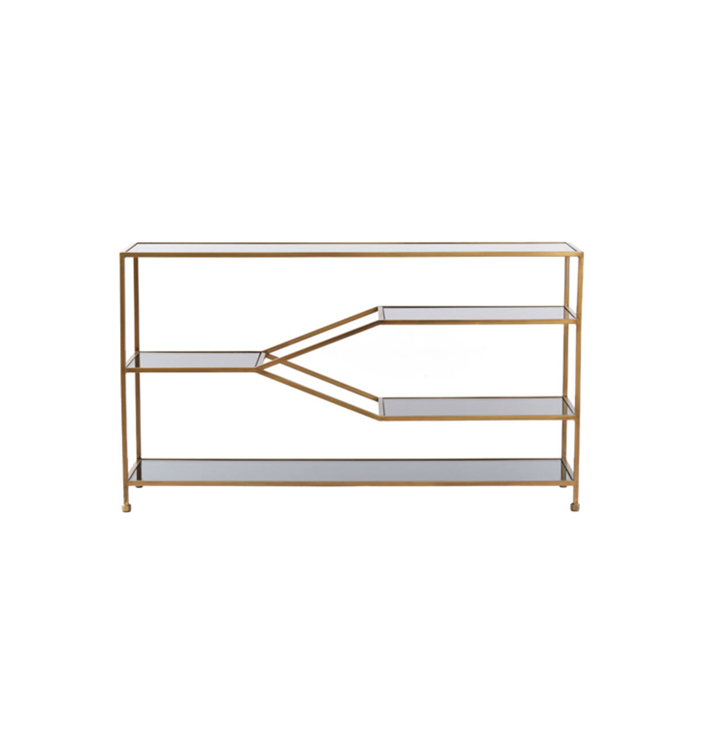 wandtafel goud metaal met glas