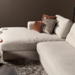 Stoffen hoekbank beige