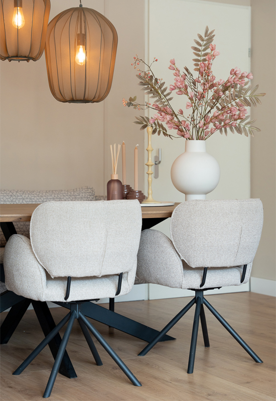 Eetkamerstoelemn stof grijs