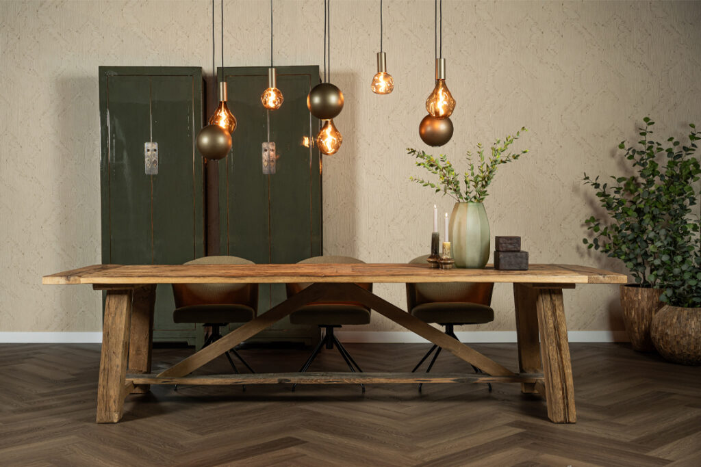 Rechthoekig eettafel hout naturel bruin
