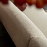 Ronde rugleuning beige bank stof strak