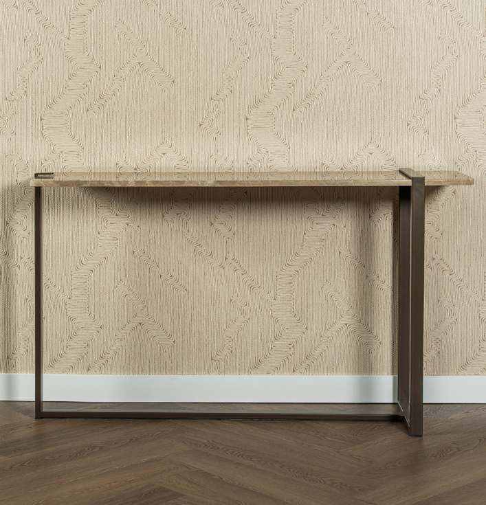 Bruin metalen poot sidetable marmer beige