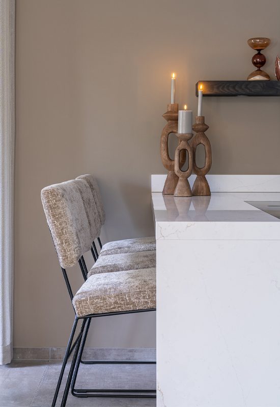 Beige barkrukken stof