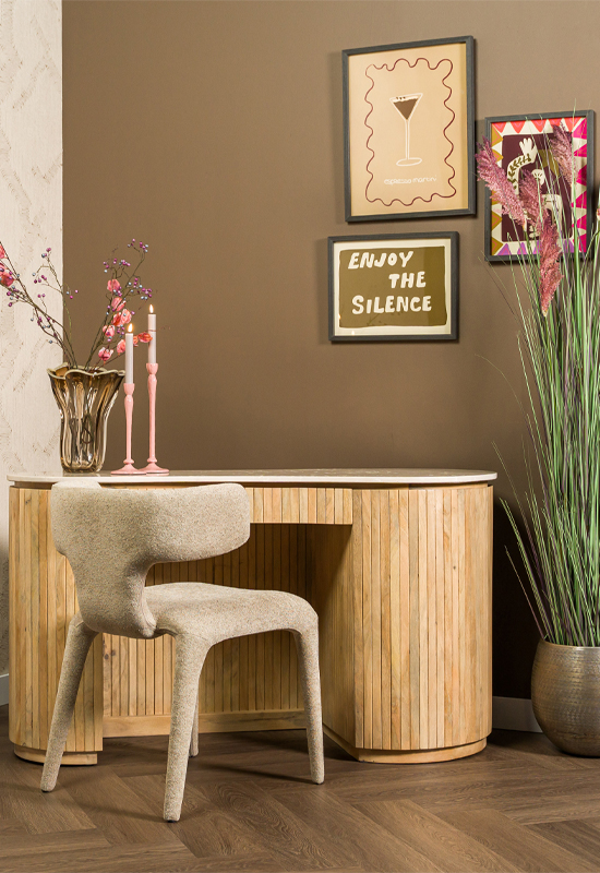 Bureau hout organisch marmer