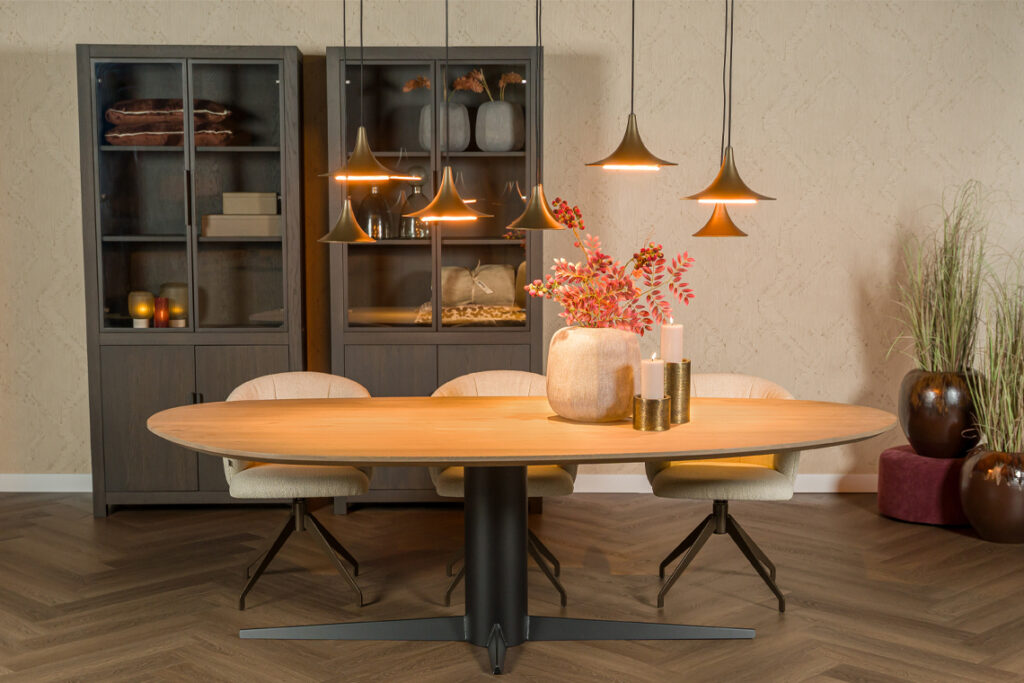 Licht eiken naturel eettafel organisch