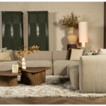 Elementenabnk grijs stof laag op de grond ronde armleuninf