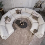Elementenbank rond beige stof