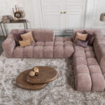 Hoekbank blokpatroon stof