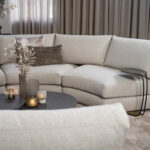 Ronde bank stof beige