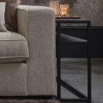 Brede armleuning hoekbank stof